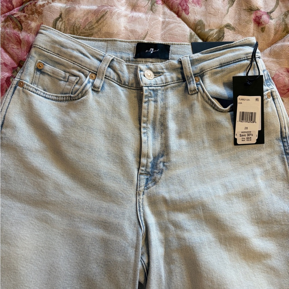 NWT 7 For All Mankind High Waisted Lotta Wide Leg Jeans in Amuse Me Sz 28